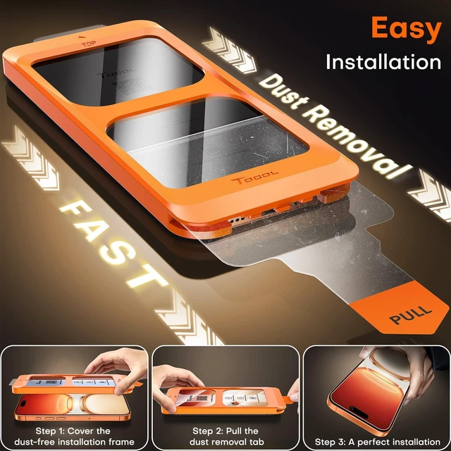 Alt view image 3 of 7 - for iPhone 17 Pro Max Screen Protector, Easy Installation | Bubble-Free, 9H+ Tempered Glass, 8FT Military Grade Shatterproof, Anti-Scratch, Case Friendly HD Clear 6.9" 2 Pack