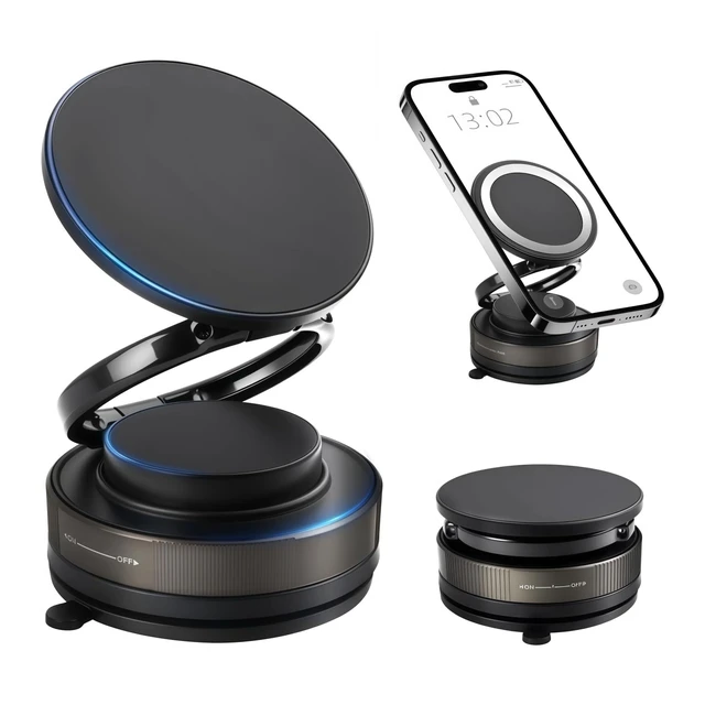 Main image of Upgraded Vacuum Magnetic Car Phone Holder for MagSafe, 360° Rotation, 96LBS Ultra Suction Cup Mount for iPhone & Android, Car/Gym/Mirror