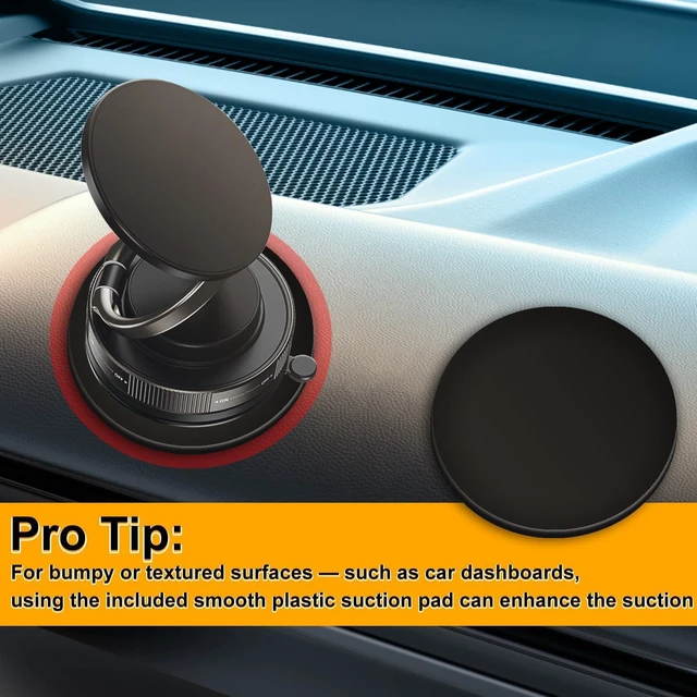 Alt view image 5 of 7 - Upgraded Vacuum Magnetic Car Phone Holder for MagSafe, 360° Rotation, 96LBS Ultra Suction Cup Mount for iPhone & Android, Car/Gym/Mirror