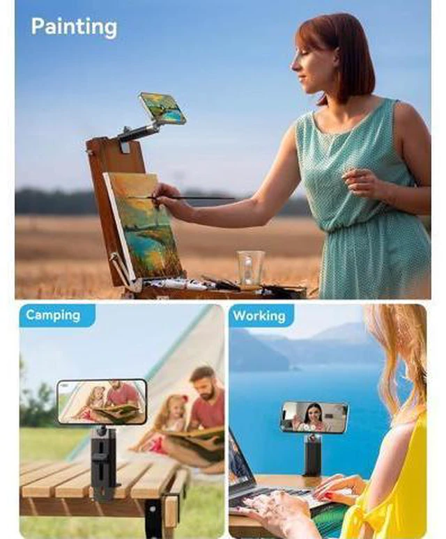 Alt view image 10 of 14 - 360° Metal Ball & Titanium Magsafe Airplane Phone Holder, Travel Essentials for Airplane Phone Mount, Universal Travel Phone Holder for Plane, Must Have for iPhone 17 16 15 14 13