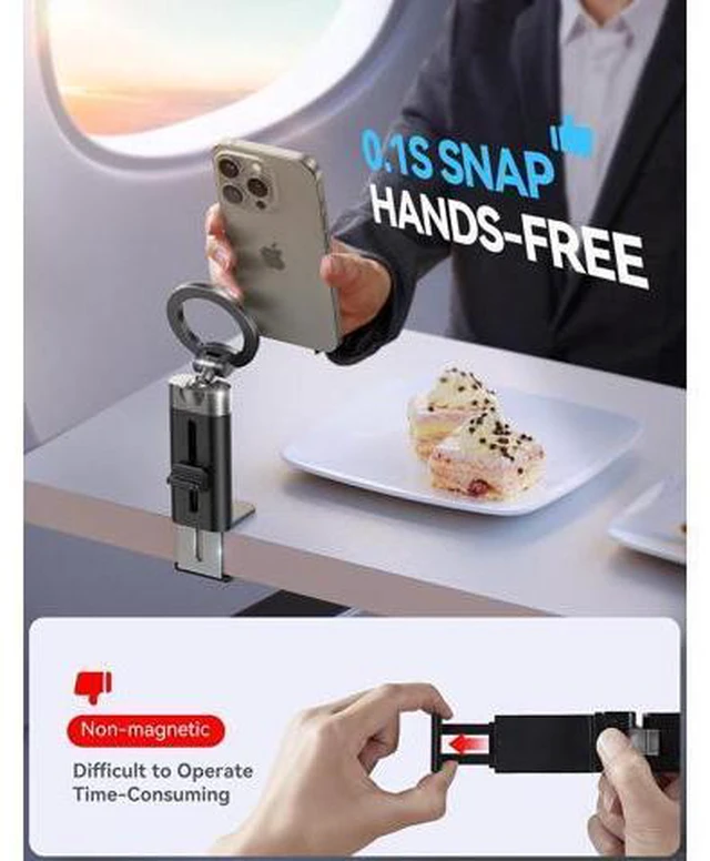 Alt view image 12 of 14 - 360° Metal Ball & Titanium Magsafe Airplane Phone Holder, Travel Essentials for Airplane Phone Mount, Universal Travel Phone Holder for Plane, Must Have for iPhone 17 16 15 14 13