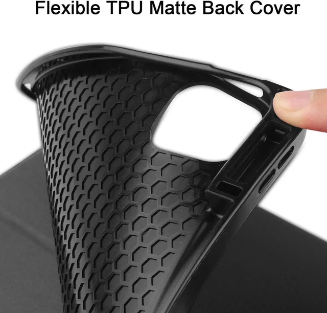 Alt view image 13 of 14 - iPad Pro 12.9 inch Case 2021 5th Generation with Pencil Holder, Slim Lightweight Trifold Stand Cover -- Pencil Charging + Auto Sleep/Wake -- Soft TPU Back Cover for New iPad Pro 12.9 2021