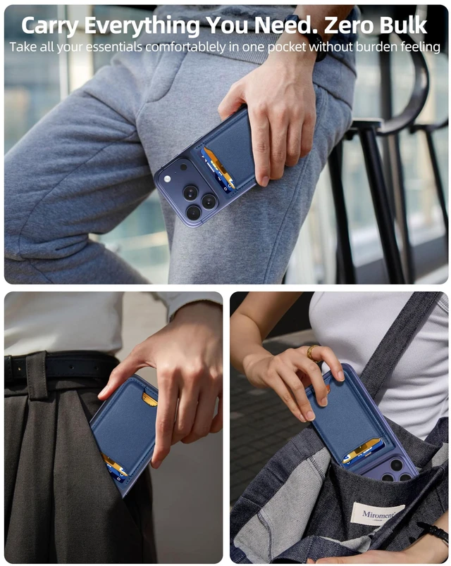 Alt view image 6 of 7 - For Magsafe Wallet with Money Clip, 5 Card Holder, Adjustable Stand | Strongest Magnetic Wallet for iPhone 17/16/15/14/13/12 Series, ID Window, RFID Blocking, Not for 13/12 Mini, Navy Blue