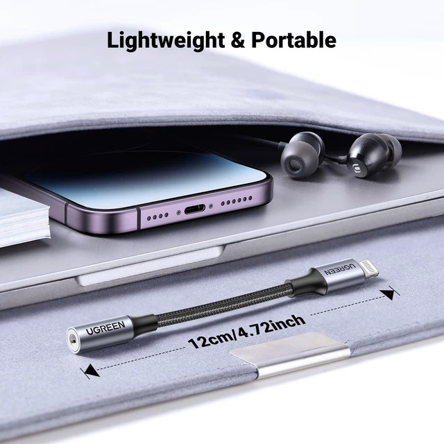 Alt view image 7 of 7 - Headphone Adapter for iPhone Lightning to 3.5mm Adapter Apple MFi Certified Lightning Aux Audio Jack Dongle Compatible with iPhone 14 Pro Max/14 Plus/13 12 11 Pro Max/SE/XS, Grey