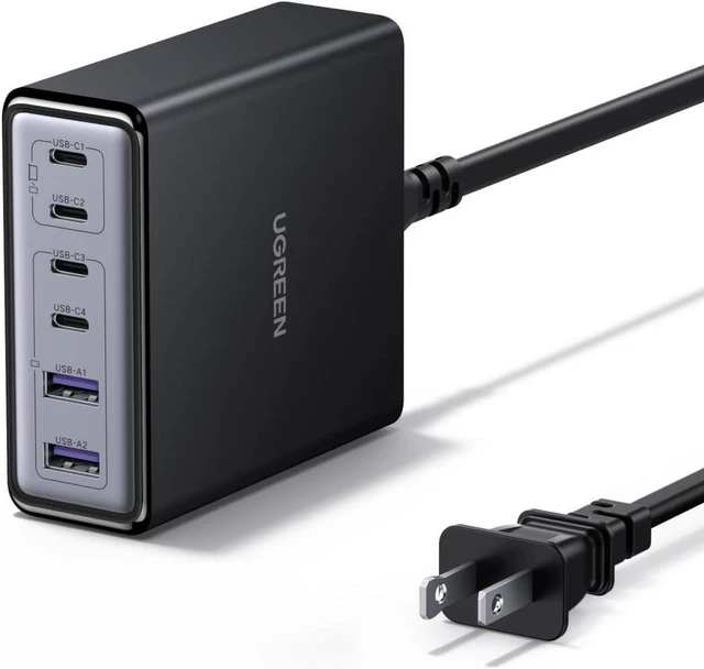 Main image of UGREEN 100W USB C Charging Station, 6-Port GaN Desktop Charger with 4 USB-C & 2 USB-A, Smart Power Distribution for MacBook Pro/Air, Dell XPS, iPad, iPhone 17/16/15, Galaxy S25/S24, Pixel 10/9
