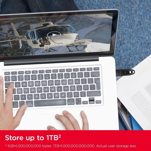 Alt view image 10 of 12 - SanDisk 1TB Ultra USB 3.0 Flash Drive - Up to 130MB/s Read speeds - Black - SDCZ48-1T00-U46 with OEM USB Lanyard