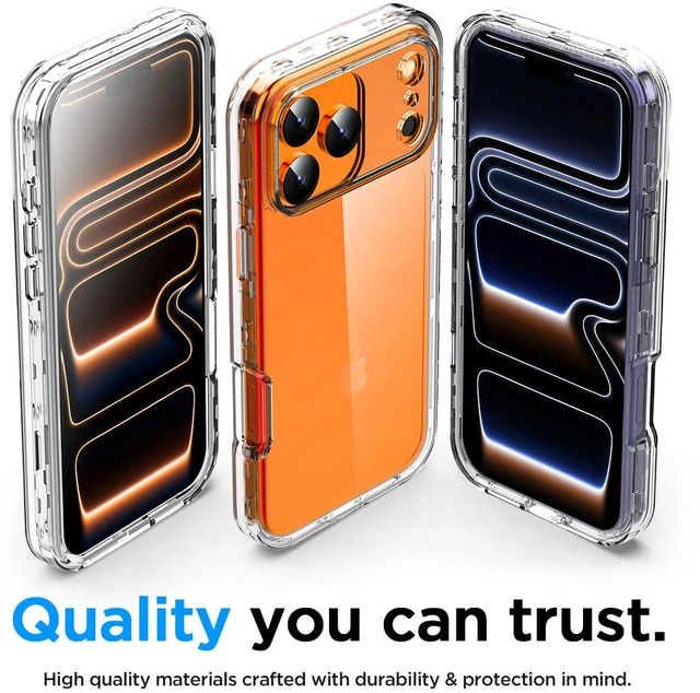 Alt view image 10 of 14 - SZYG for Apple iPhone 17 Pro Max Hard Clear Phone Case Shockproof Heavy Duty 3 Layers Military-Grade Protection Cover for iPhone 17 Pro Max 6.9 Inch 2025