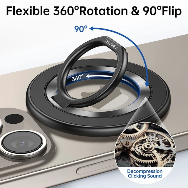 Alt view image 9 of 14 - For MagSafe Phone Grip, Magnetic Phone Ring Holder | 360° Rotation, Double-Sided Magnet, Cell Phone Grip Finger Holder Kickstand for Apple iPhone 17 Pro Max