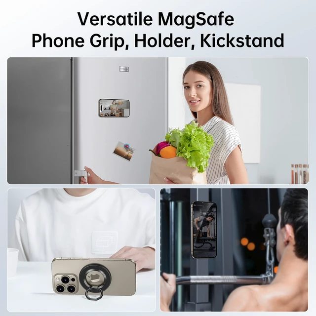 Alt view image 11 of 14 - For MagSafe Phone Grip, Magnetic Phone Ring Holder | 360° Rotation, Double-Sided Magnet, Cell Phone Grip Finger Holder Kickstand for Apple iPhone 17 Pro Max