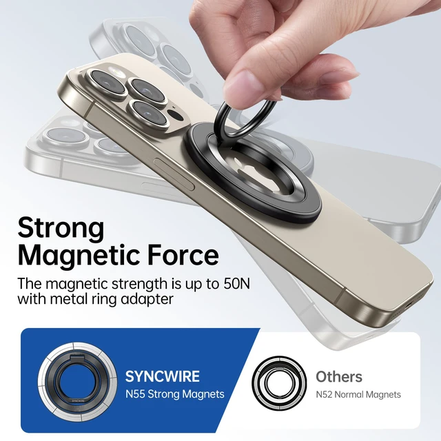 Alt view image 12 of 14 - For MagSafe Phone Grip, Magnetic Phone Ring Holder | 360° Rotation, Double-Sided Magnet, Cell Phone Grip Finger Holder Kickstand for Apple iPhone 17 Pro Max