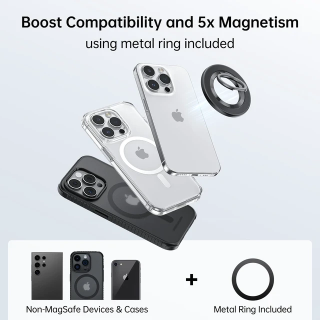 Alt view image 13 of 14 - For MagSafe Phone Grip, Magnetic Phone Ring Holder | 360° Rotation, Double-Sided Magnet, Cell Phone Grip Finger Holder Kickstand for Apple iPhone 17 Pro Max
