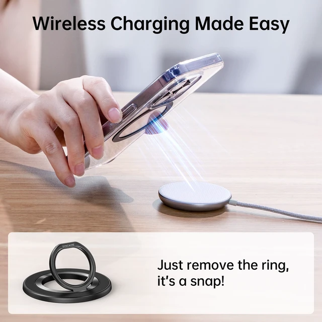 Alt view image 14 of 14 - For MagSafe Phone Grip, Magnetic Phone Ring Holder | 360° Rotation, Double-Sided Magnet, Cell Phone Grip Finger Holder Kickstand for Apple iPhone 17 Pro Max