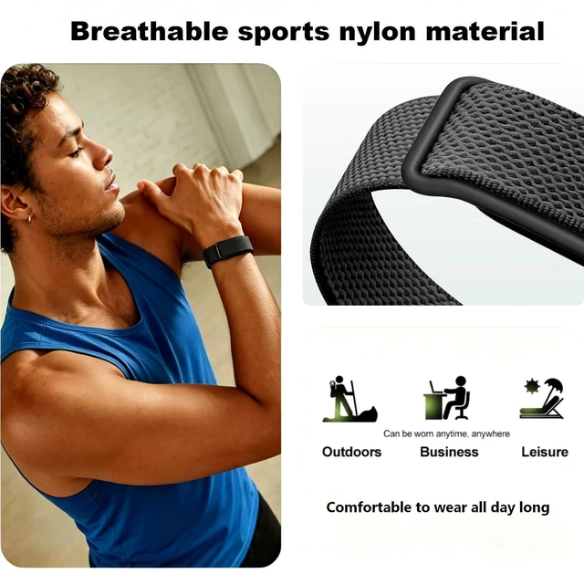 Alt view image 8 of 16 - Replacement Band for Google Fitbit Air Strap, Nylon Breathable | Sport Strap with Classic Buckle, Adjustable 130mm to 210mm (5.1-8.3 inches), Compatible with Fitbit Air Fitness Tracker