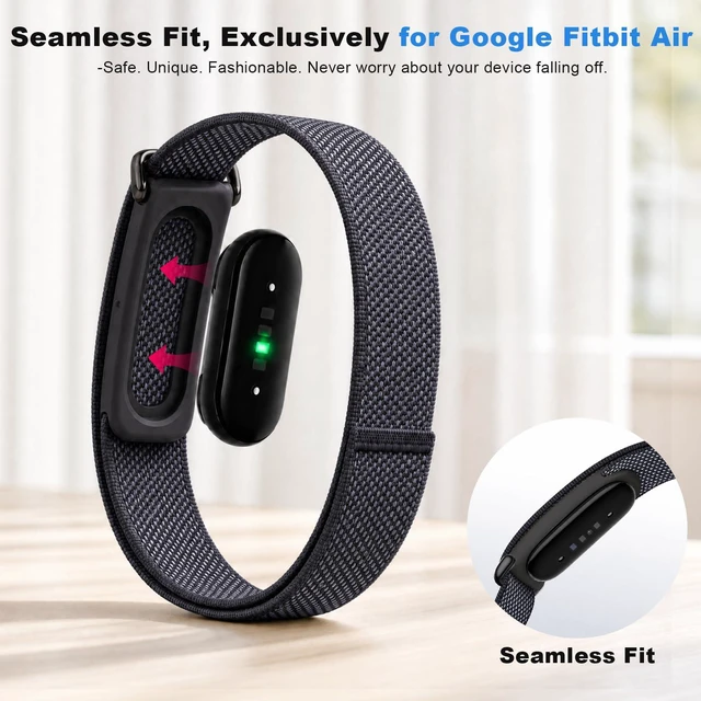 Alt view image 8 of 18 - 2 Pack Nylon Sport Band Compatible with Google Fitbit Air | Hook & Loop Adjustable Bands Only for Fit Bit Air, Breathable Replacement Straps for Men Women