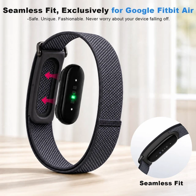 Alt view image 14 of 18 - 2 Pack Nylon Sport Band Compatible with Google Fitbit Air | Hook & Loop Adjustable Bands Only for Fit Bit Air, Breathable Replacement Straps for Men Women