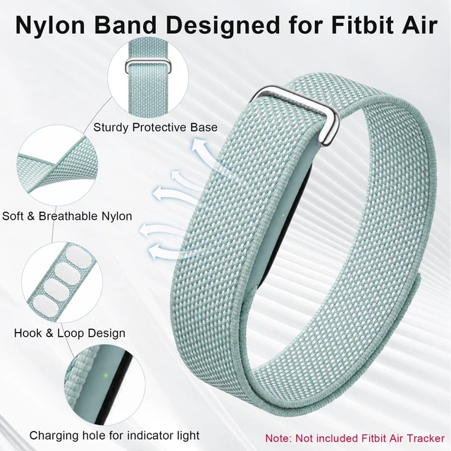 Alt view image 15 of 18 - 2 Pack Nylon Sport Band Compatible with Google Fitbit Air | Hook & Loop Adjustable Bands Only for Fit Bit Air, Breathable Replacement Straps for Men Women