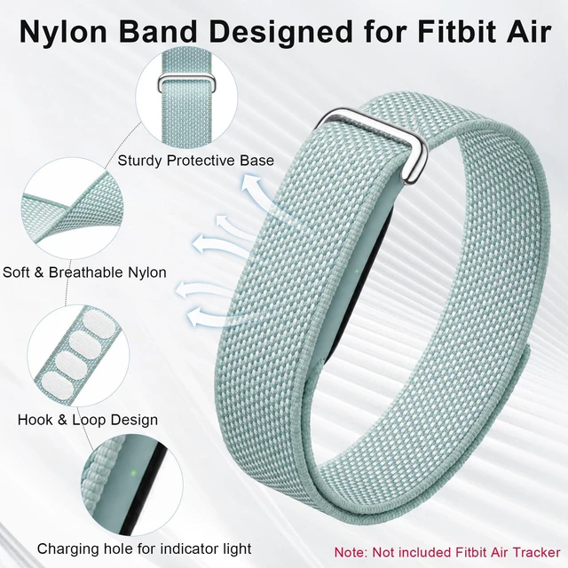 Alt view image 9 of 18 - 2 Pack Nylon Sport Band Compatible with Google Fitbit Air | Hook & Loop Adjustable Bands Only for Fit Bit Air, Breathable Replacement Straps for Men Women