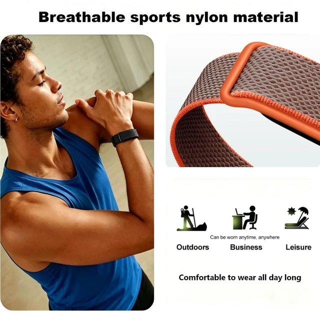 Alt view image 9 of 12 - Nylon Sport Band Compatible with Google Fitbit Air,Soft Breathable Wristband Replacement Compatible with Fitbit Air Fitness,Micro-Adjustable Performance Loop for Screenless Tracker