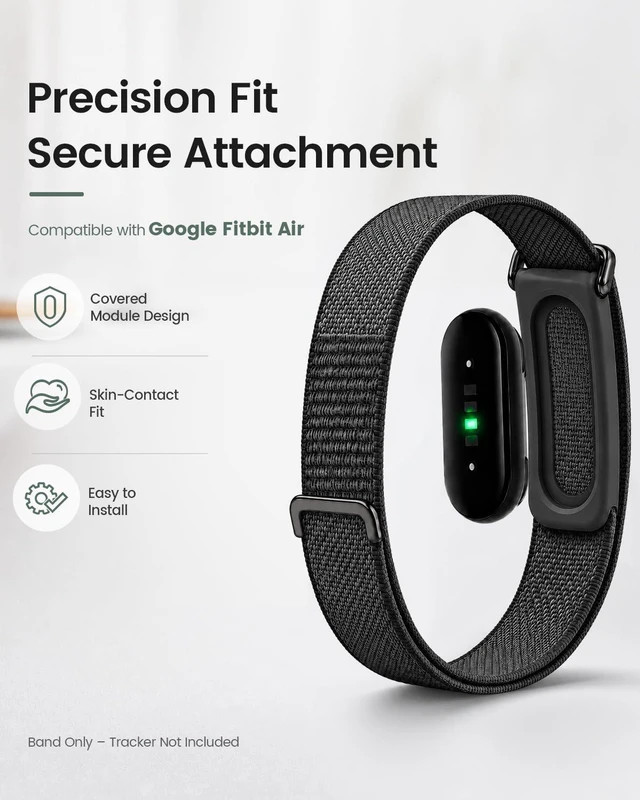 Alt view image 8 of 12 - 2 Pack Nylon Sport Bands Compatible with Google Fitbit Air Band | Soft Breathable Micro-Adjustable Performance Loop Band Replacement Wristbands for Fitbit Air Tracker