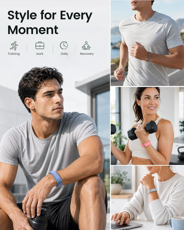Alt view image 12 of 12 - 2 Pack Nylon Sport Bands Compatible with Google Fitbit Air Band | Soft Breathable Micro-Adjustable Performance Loop Band Replacement Wristbands for Fitbit Air Tracker