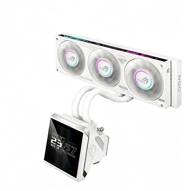 Alt view image 5 of 8 - ASUS ROG Strix SLC IV 360 ARGB White LCD All-in-One (AIO) Liquid CPU Cooler 250mm short tube, AIO Q-Connector wireless cooling technology,5.08" IPS display ; Supports Intel LGA 1851/1700 & AMD AM5/AM4