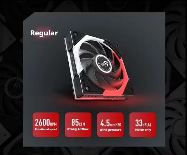 Alt view image 9 of 14 - ASUS ROG Eurux GR120 ARGB Case Fan 3Pack (2600 RPM, 4.5 mmHO static pressure, 85 CFM airflow, daisy-chain cable design, three independent lighting zones & 10 lighting effect modes and custom settings)