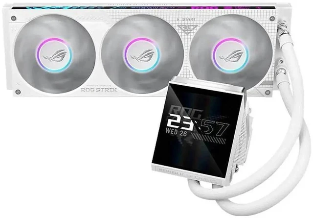 Alt view image 6 of 10 - ASUS ROG Strix LC IV 360 ARGB LCD White Edition All-in-One (AIO) Liquid CPU Cooler 400mm tubing, AIO Q-Connector wireless cooling technology,5.08" IPS display ; Intel LGA 1851/1700 & AMD AM5/AM4