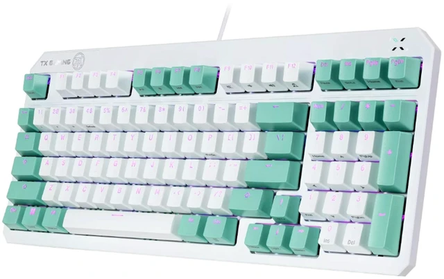 Alt view image 9 of 14 - ASUS TUF TX98 Wired Gaming Mechanical Keyboard, RGB optical mechanical switches, 104 keys, full anti-ghosting, suitable for gaming and office work, Support Windows, Moonlight White, Blue Switch
