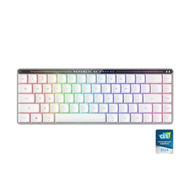 Alt view image 8 of 14 - ASUS ROG Falchion RX LP Wireless Tri-Mode Gaming Mechanical Keyboard, RGB lighting, 68 keys, 570-hour battery life, Ideal for gaming and office work, Compatible with Windows and Mac, White, Red Switch