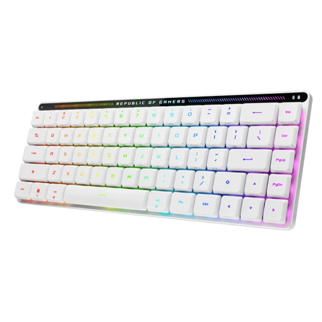 Alt view image 11 of 14 - ASUS ROG Falchion RX LP Wireless Tri-Mode Gaming Mechanical Keyboard, RGB lighting, 68 keys, 570-hour battery life, Ideal for gaming and office work, Compatible with Windows and Mac, White, Red Switch