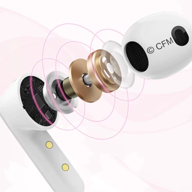 Alt view image 14 of 14 - Moeyu Sakura Happy Travel Series Wireless Bluetooth Earbuds, Dual-microphone noise cancellation, 13mm large dynamic driver, IPX4 dust and water resistance, 240-hour ultra-long battery life, White