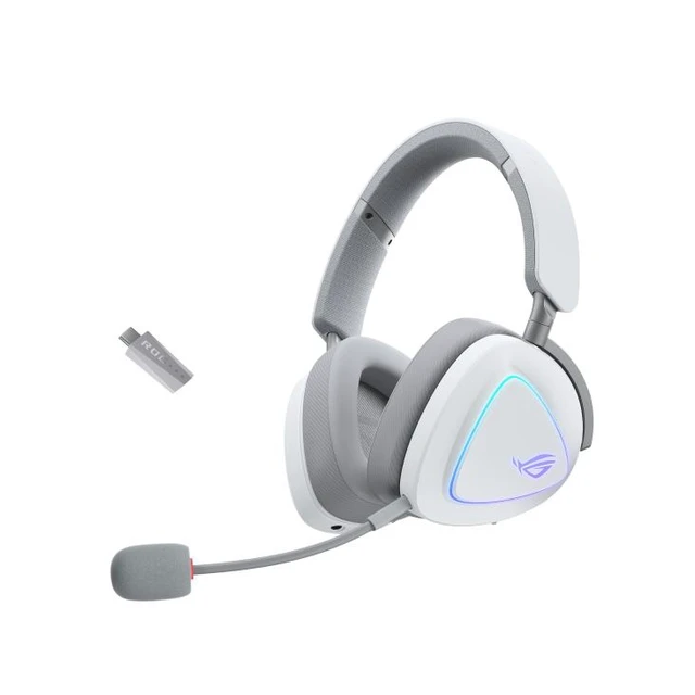 Alt view image 6 of 10 - ASUS ROG Delta II Wireless Gaming Headset with Detachable Mic - Tri-Mode (BT, 2.4GHz, 3.5mm), 50mm Titanium-Plated Drivers, 110Hr Battery, Lightweight, for PC, PS5, PS4, Xbox, Switch, Mobile - White