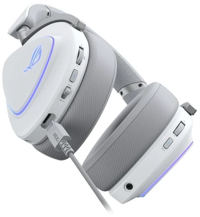 Alt view image 10 of 10 - ASUS ROG Delta II Wireless Gaming Headset with Detachable Mic - Tri-Mode (BT, 2.4GHz, 3.5mm), 50mm Titanium-Plated Drivers, 110Hr Battery, Lightweight, for PC, PS5, PS4, Xbox, Switch, Mobile - White