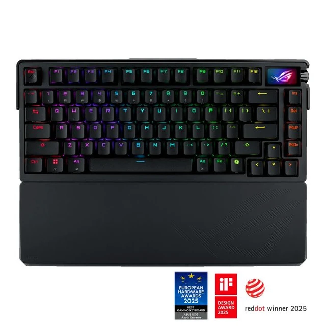 Alt view image 8 of 12 - ASUS ROG Azoth Extreme Wireless Custom Mechanical Gaming Keyboard 75% TKL, ROG NX Snow Clicky Switches, PBT Keycaps, Aluminum Chassis, Carbon Fiber, Gasket Mount, Color OLED Screen, PC/Mac Support