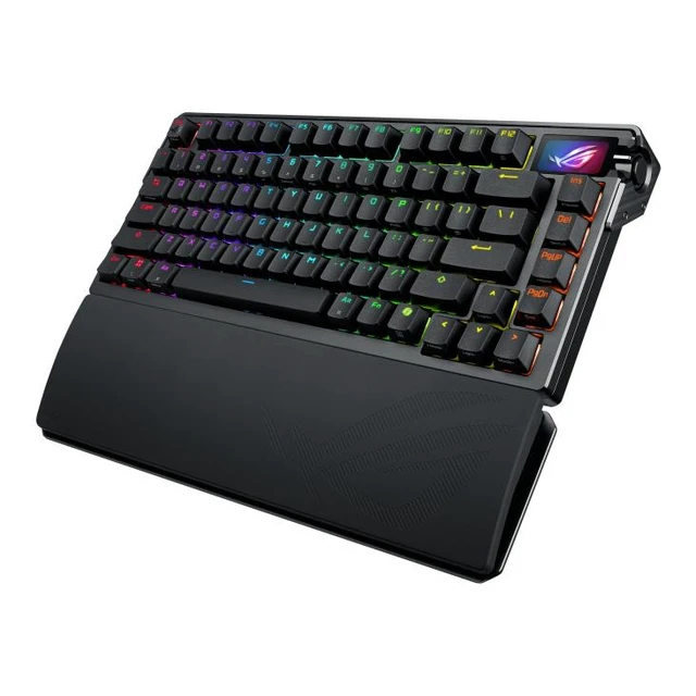 Alt view image 9 of 12 - ASUS ROG Azoth Extreme Wireless Custom Mechanical Gaming Keyboard 75% TKL, ROG NX Snow Clicky Switches, PBT Keycaps, Aluminum Chassis, Carbon Fiber, Gasket Mount, Color OLED Screen, PC/Mac Support