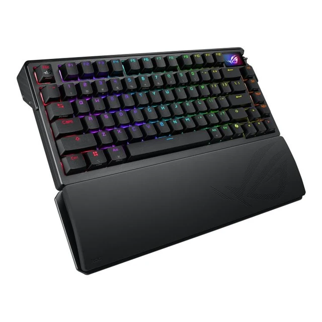 Alt view image 10 of 12 - ASUS ROG Azoth Extreme Wireless Custom Mechanical Gaming Keyboard 75% TKL, ROG NX Snow Clicky Switches, PBT Keycaps, Aluminum Chassis, Carbon Fiber, Gasket Mount, Color OLED Screen, PC/Mac Support