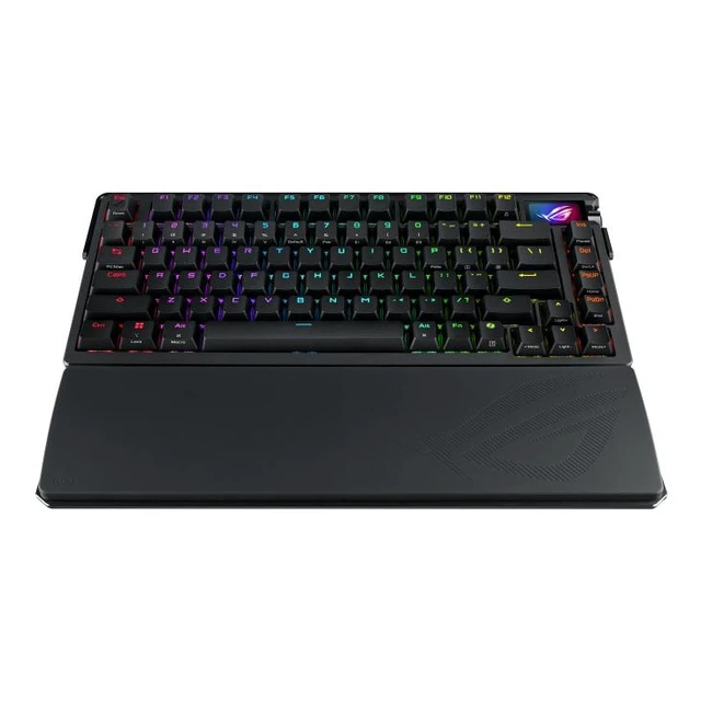 Alt view image 11 of 12 - ASUS ROG Azoth Extreme Wireless Custom Mechanical Gaming Keyboard 75% TKL, ROG NX Snow Clicky Switches, PBT Keycaps, Aluminum Chassis, Carbon Fiber, Gasket Mount, Color OLED Screen, PC/Mac Support