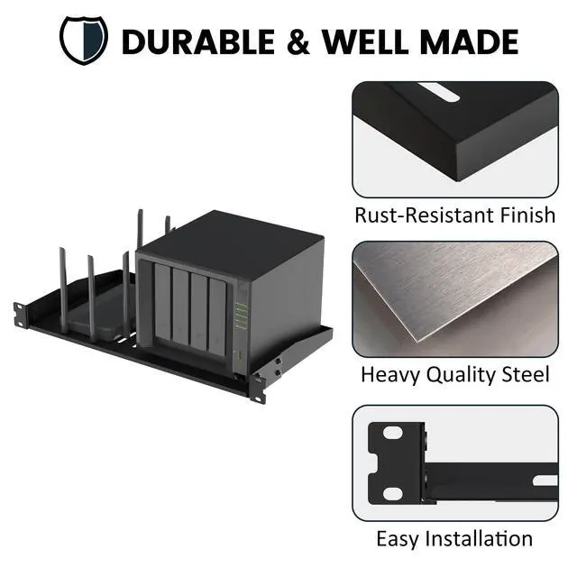 Alt view image 4 of 7 - 1U Server Rack Shelf, 2-Pack Universal Vented Server Cabinet Shelf, Cantilever Tray for 19" Network Equipment Rack Mount