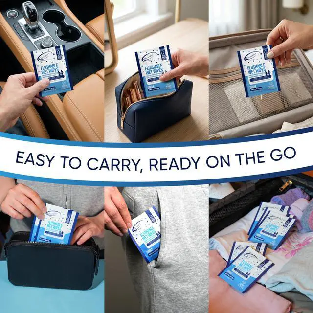 Alt view image 6 of 7 - Flushable Wipes Travel Size Individually Wrapped 50 Ct