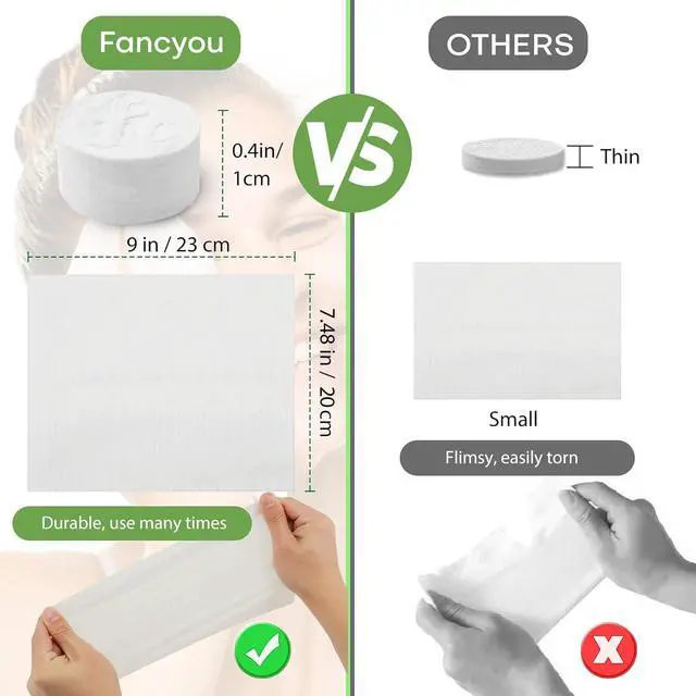 Alt view image 3 of 7 - Compressed Towel Tablets 100 Count, Disposable Face Towels for Travel, Thick Soft Washcloths, Compact Coin Tissues for Skin Care, Gym, Camping, Home, 9 x 7.8 in