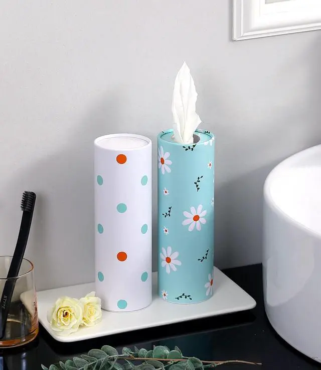Alt view image 6 of 7 - Car Tissue Holder with Facial Tissues Bulk - 4 PK Car Tissues Cylinder, Tissue Holder for Car, Travel Tissues for Car Cup Holder, Refill Car Tissue Box Round Container
