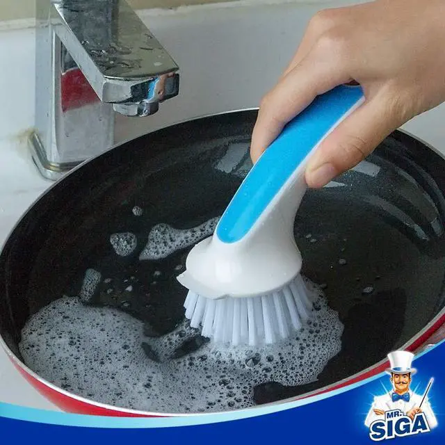 Alt view image 2 of 7 - Pot and Pan Cleaning Brush, Dish Brush for Kitchen, Blue, Pack of 2
