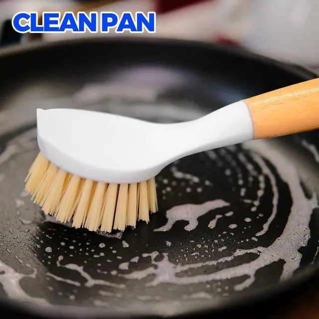 Alt view image 2 of 6 - 3 Pack Dish Brush with Bamboo Handle Cleaning Brush,Yellow
