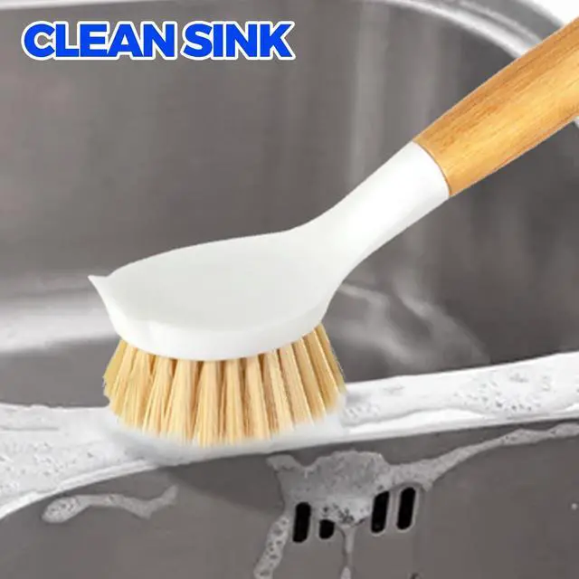 Alt view image 3 of 6 - 3 Pack Dish Brush with Bamboo Handle Cleaning Brush,Yellow