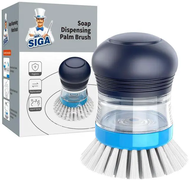Main image of Soap Dispensing Palm Brush, 1 Pack, Navy/Blue