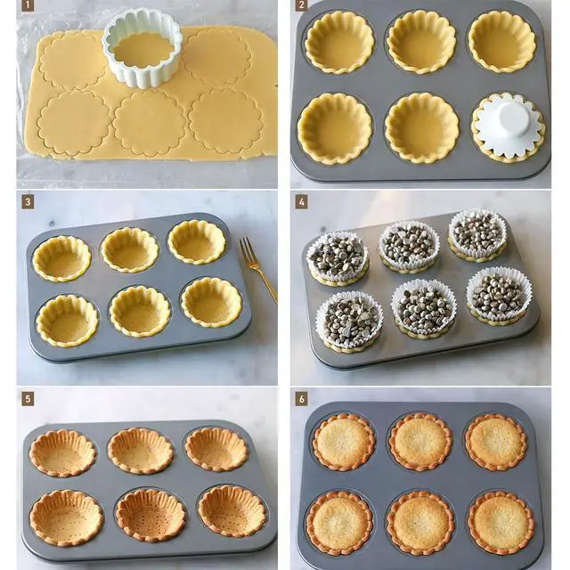 Alt view image 4 of 7 - Mini Tart Pan, 2.75" Egg Tart Molds 6-Cavity Non Stick Fluted Mini Tart Mould, Reusable Quiche Bakeware Carbon Steel for Pies, Quiche, Cheese Cakes, Desserts(Not Included Cutting Mold)