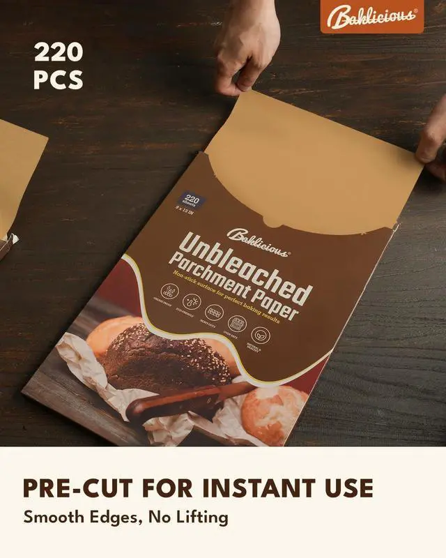 Alt view image 2 of 7 - 9x13inch 220pcs Unbleached Pre-cut Heavy Duty Parchment Baking Sheets