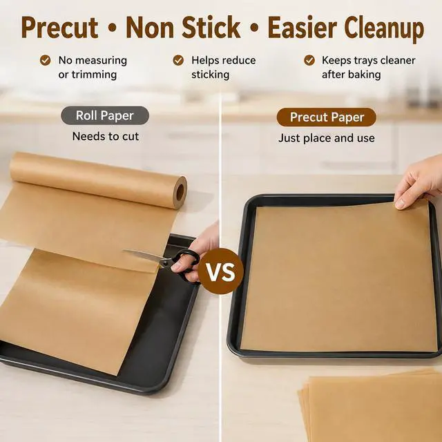 Alt view image 3 of 7 - Precut Parchment Paper Sheets 100pcs Unbleached Baking Paper 11.8x15.7In