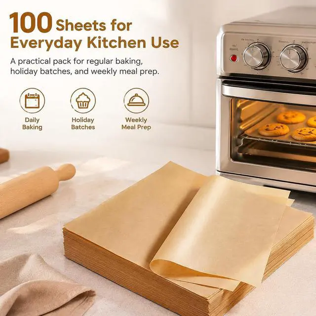 Alt view image 7 of 7 - Precut Parchment Paper Sheets 100pcs Unbleached Baking Paper 11.8x15.7In