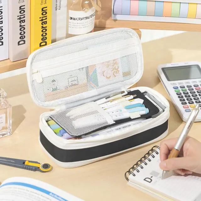 Alt view image 5 of 6 - Big Capacity Pencil Case Large Pencil Pouch Stationery Pen Bag for Teen Girls-Black